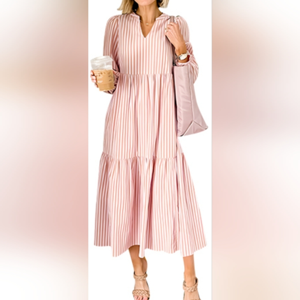 a new day Pink and White Striped Dress